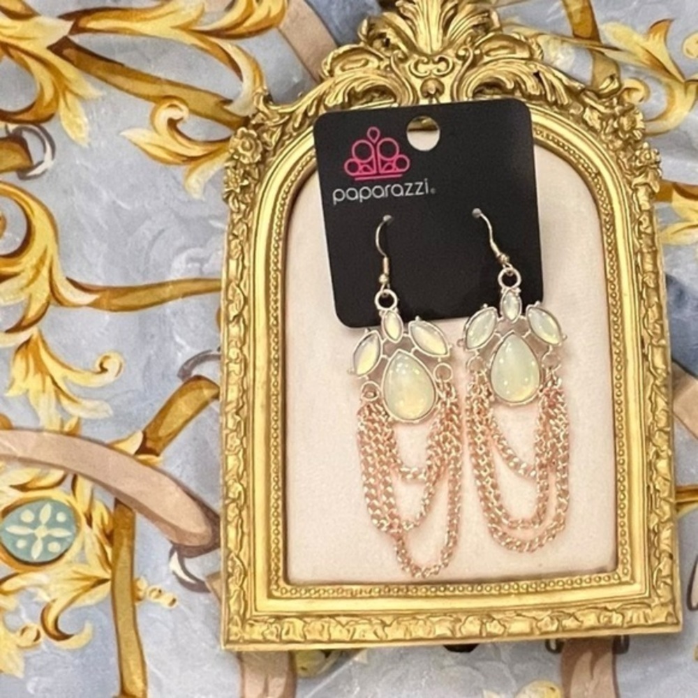 SALE!!‎ 2 for $15 Opalescence Essence Rose Gold Chain Earrings Paparazzi NEW